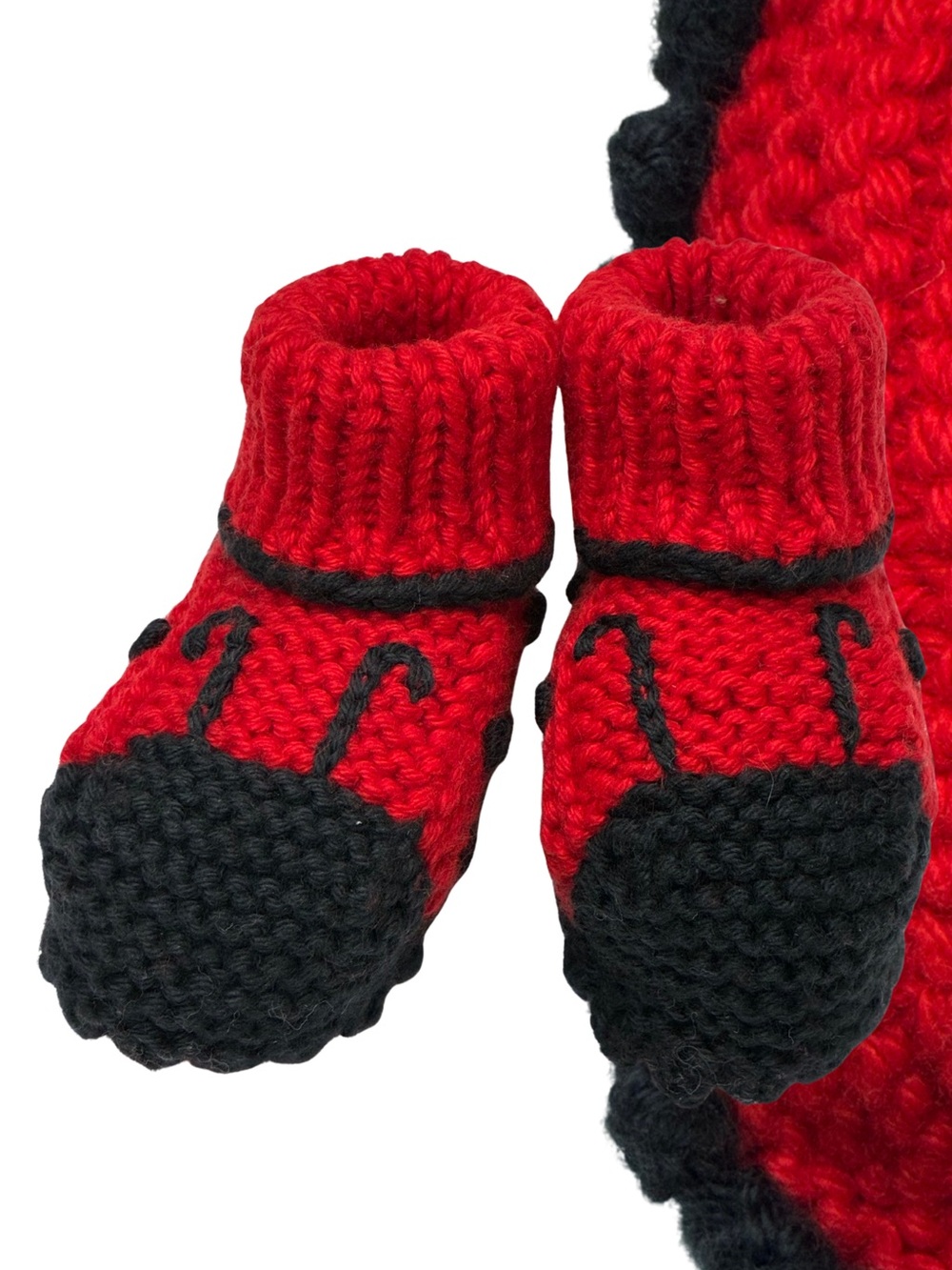 Art Walk Lady Bug Red and Black Knit Baby Booties - Kids Accessories